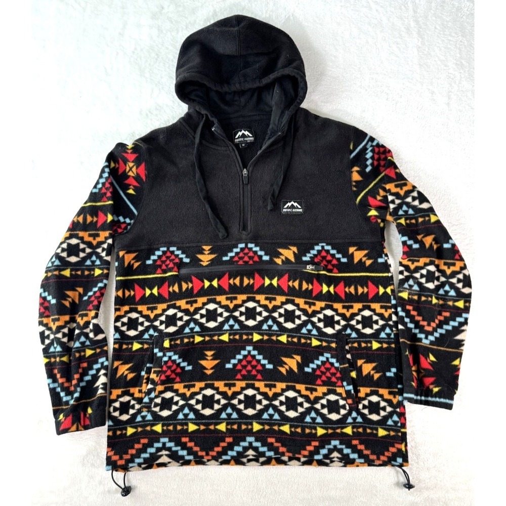 Massive Outdoor Mens Fleece Aztec 1/4 Zip‎ Pullover Anorak Hoodie Sz M